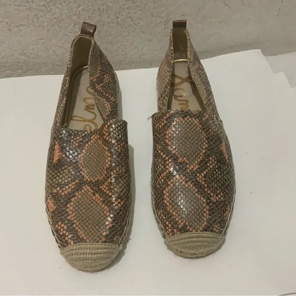 Sam Edelman Khloe, Peach Slip-on SHOES Espadrilles snake Women's Size 8M US